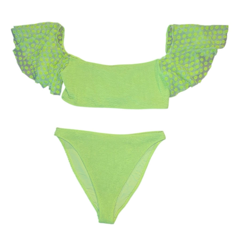 LPA by REVOLVE swim suit bright green Medium bottoms Large top